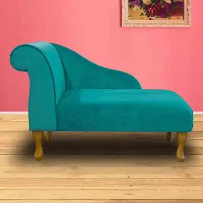 Teal Velvet Chaise Longue Luxury Small Sofa Accent Chair Handmade British • £330