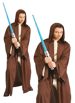 Adult Jedi Costume Brown Black Sith Hooded Robe Monk Fancy Dress Star Wars New • $97.02