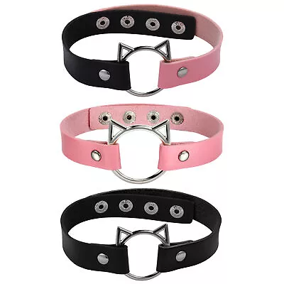 Gothic Women Cat O-Ring PU Leather Necklace Choker Collar Belt Adjustable • $8.99