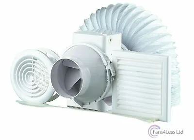 Inline Shower Extractor Fan Timer Full Loft Duct Kit 4 /100mm Bathroom 187m3/hr • £49.99