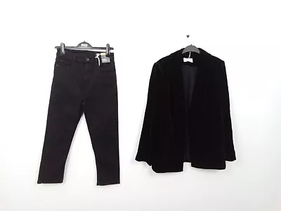 M&S 2 Pcs Bundle Size 10 Black Skinny Cropped Jeans Black Velvet Blazer NEW F2 • £9.99