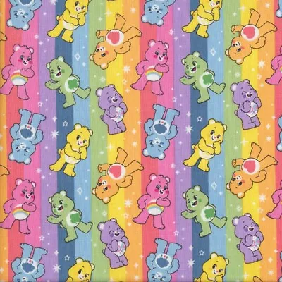 Care Bears Rainbow Stripe Girls Kids Licensed Quilting Fabric 1/2 Metre • $15.95