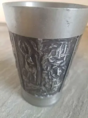 Vintage Fein Zinn Pewter Cup Stags Hounds • £5