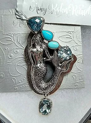 Amy Kahn Russell Vintage Sterling Silver Blue Topaz & Turquoise Pnt/pin • $499