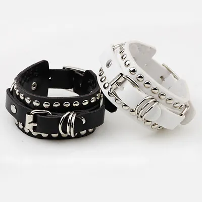 Womens Mens Bracelet Punk Rivet Cuff Leather Bangle Gothic Wristband Jewelery UK • £3.99