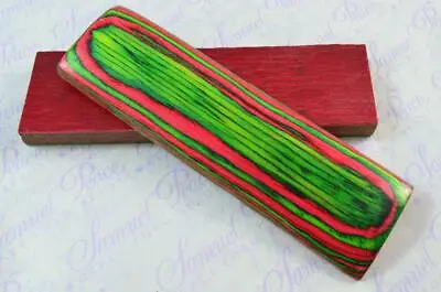 Pair Of Cherry Red & Lime Green Laminated Wood Knife Scales Knife Making Parts • £10