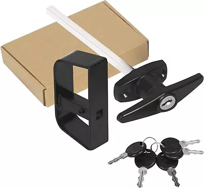 Shed Door Latch T-Handle Lock Kit With 5 Keys 5-1/2  Or 4-1/2  Black • $24.60