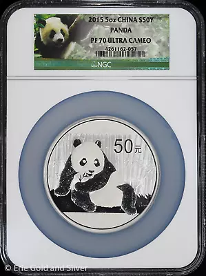 2015 50Y China 5 Oz Silver Proof Panda NGC PF 70 Ultra Cameo • $445.95