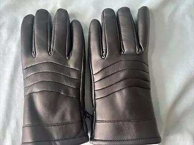 Men's Large Leather Winter Gloves With F Lining - Black • $14.95