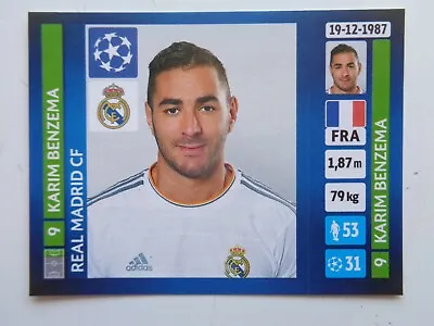 Karim BENZEMA  # 91 STICKERS UEFA CHAMPIONS LEAGUE PANINI 2013-14  Qty • $1.99