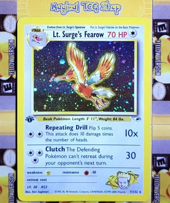 $132.95 • Buy Pokemon Lt. Surge's Fearow Gym Heroes 1st Edition Holo Rare 7/132 Holo Swirl NM