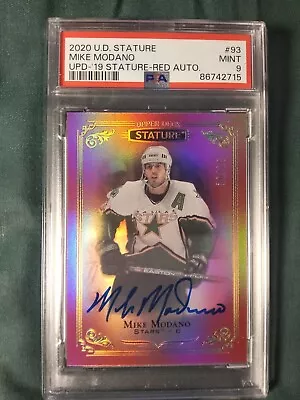 2020 Upper Deck Stature Red Auto Mike Modano Card #93 Psa 9 #'d 16/35 Stars • $239.99