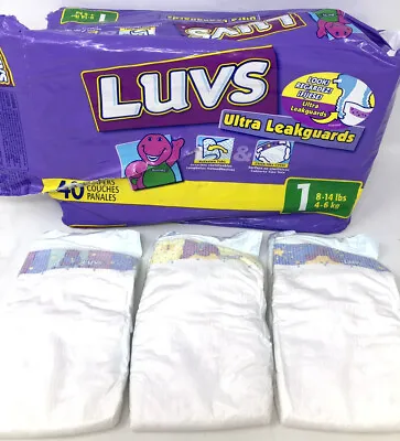 HUGE LOT (36) Luvs Vintage 2002 Size 1 Barney Diapers New Open Original Package • $900