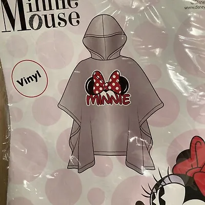 NEW Disney Youth Minnie Mouse Clear Rain Poncho Keep Dry “One Size Fits All” Bow • $6.49