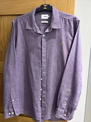 Men’s Farah Slim Fit Purple Brushed Cotton Shirt Size XL • £8