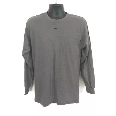Vintage Nike Mens Sz M T Shirt Center Swoosh Gray Long Sleeve Crew Neck • $19.98