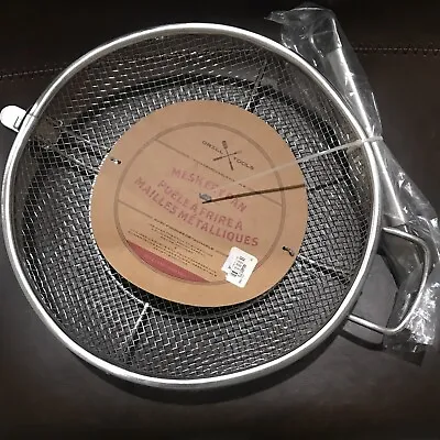 NEW Williams Sonoma Grill Tools Steel Mesh Grill Fry Pan Removeable Handle • £28.93