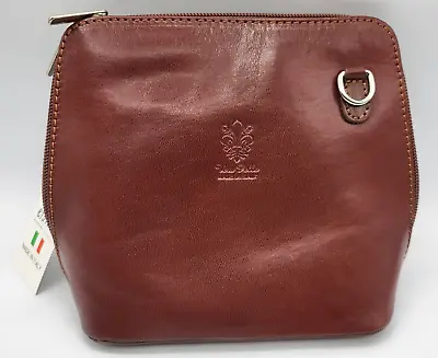 Vera Pelle Italian Crossbody Brown Leather Purse Made In Italy - Missing Strap • $29
