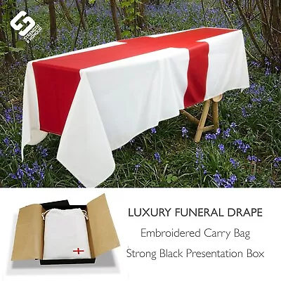 England Coffin Drape 8x5ft Funeral Organic Cotton Bag & Luxury Box • £29.95