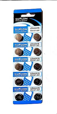 10x AG13 LR44 SR44 L1154 357 A76 QUALITY ALKALINE BUTTON / COIN CELLS BATTERIES • £1.95