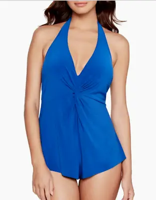 New Magicsuit By Miraclesuit Theresa Sapphire Romper One Piece Swimsuit SZ 10 • $54.50