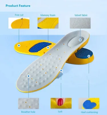 £3.99 • Buy Work Boots Orthotic Foot Arch Heel Support Shoe Inserts Massaging Gel Insoles