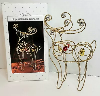 Scott's Gold Metal Twisted Wire Reindeer Sculpture Decoration Beaded 8.25  • $16.99