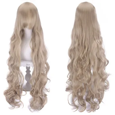 100cm Long Bang Curly Cosplay Wig Sexy Woman's Synthetic Costume Party Hair Wigs • $27.58