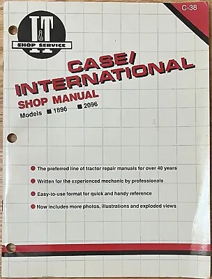 I&t Case International Tractor Service Manual New Diesel 1896 & 2096  C-38 • $19.99