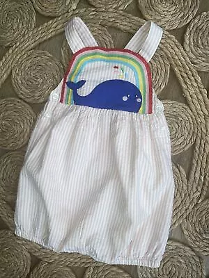 Mini Boden Baby Girls Rainbow Whale Appliqué Romper Outfit 12 18 🌈 • £9.99