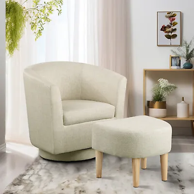 Modern Accent Swivel Armchair Fabric Single Sofa W/Ottoman Chair For Living Room • $155.99