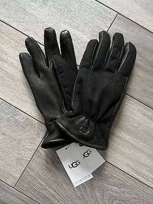 Ugg Men's Wool And Leather Gloves Black Nwt $95 • $41.99