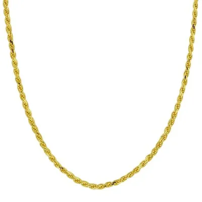 Chain Gold Rope Yellow Necklace 10k Solid Gold Diamond Cut Pendant Women Men 1mm • $99.99