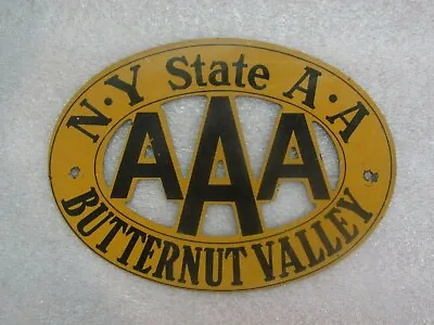 Vintage Butternut Valley NY State AAA Metal Car Badge License Plate Topper Rare • $99.88