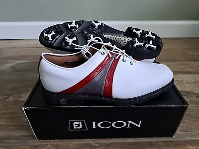NEW Footjoy FJ ICON Mens Golf Shoes 52131 WH/GREY/RED 9.5 Wide  • $149.99
