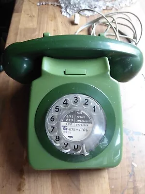 Vintage BT Dial Telephone 1970s 2-tone Green Working • £4.95