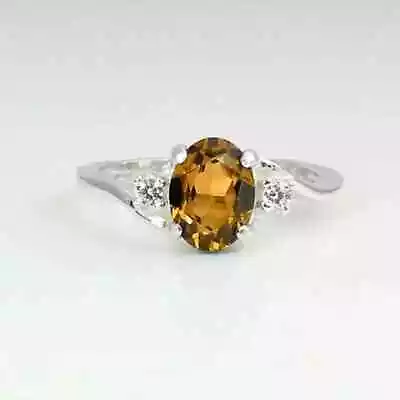 Vintage Natural Citrine Ring- Sterling Silver Citrine Engagement Ring For Women- • $25