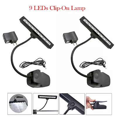 Lot2 9 LEDs Clip-On Lamp Light Black Flexible Orchestra Music Stand With Adapter • $26.09