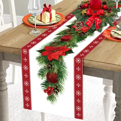 £4.29 • Buy Christmas Table Runner Tablecloth Christmas Home Dinning Table Flag Xmas Decor