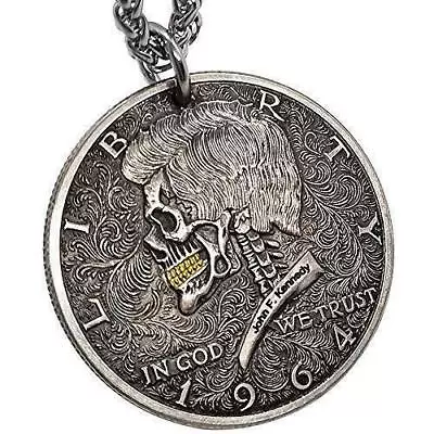 Vintage Skull Pendant Coin Necklace Steampunk Jewelry For Men Stainless    • $19.26