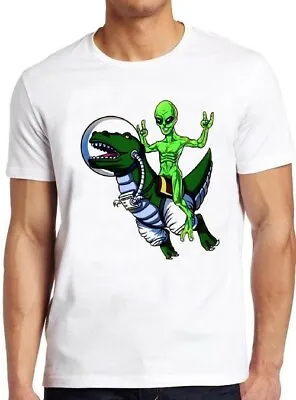 Alien Riding T-Rex Galaxy Travel Space Dinosaur Astronaut Cosmic T Shirt M81 • £6.35