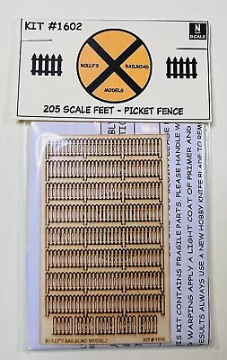 N Scale Picket Fence Kit #1602 Laser Cut Kit 205' Scale Feet Of Fencing W/ Gates • $11.99