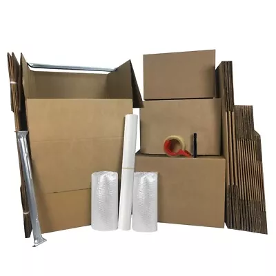 UBMOVE 2 Room Wardrobe Kit 18 Moving Boxes Plus Packing Supplies • $106.25