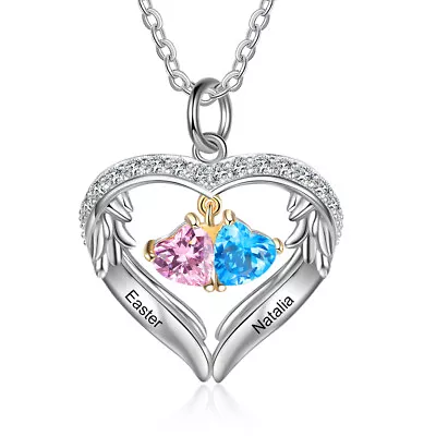 Stylish Birthstone Mom Necklace Custom Heart Pendant Mothers Day Jewelry Gift • $22.87