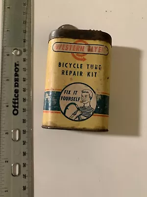 Vintage Western Flyer Bicycle Motorcycle Tire Tube Repair Kit Tin Can Gas Oil Fi • $31.20