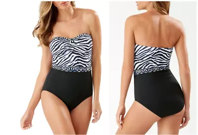 Tommy Bahama Zanzibar Zebra Bandeau One-Piece Suit Size 6 NWOT (FLAW) • $59.97