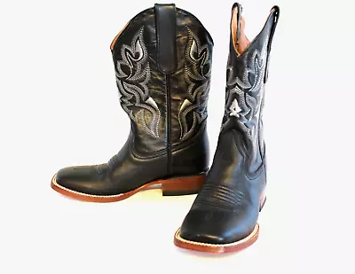 TANNER MARK Youth Western Cowboy TMY 200645 Black Leather Boots Size MX 24/US 5 • $44.99