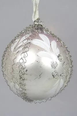 Vintage Blown Glass Crinkle Wire FLOWER BALL Christmas Ornament Germany • $15