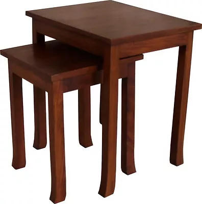 Solid Mahogany Orchard Nest Of Two Side Tables Contemporary Style NEW T055 • £275