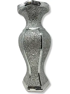 Amphora Shaped Shiny Sparkly Mirrored Glitter Flower Vase Luxury Home Decoration • £34.23